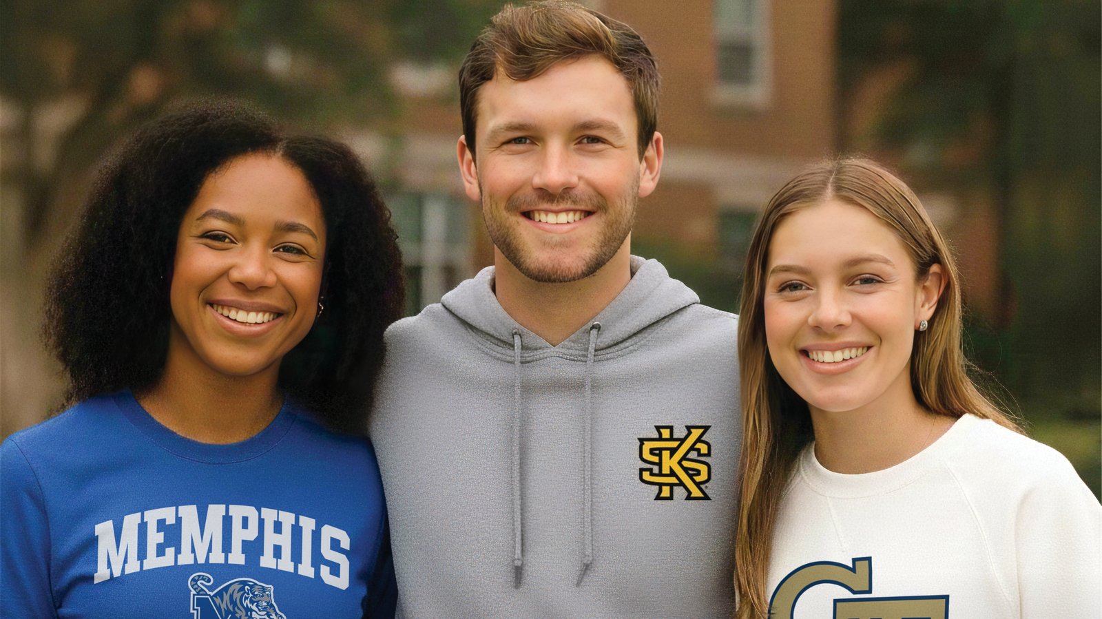 Students wearing UnitedThreads custom university apparel